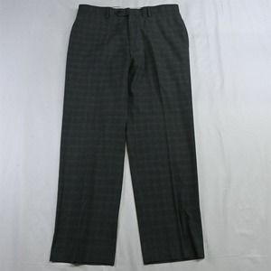 Ralph Lauren 34 x 30 Gray Windowpane Check Flat Front Dress‎ Pant